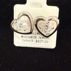 1.6 Carat Moissanite Stud Earrings In Sterling Silver GRA Certified